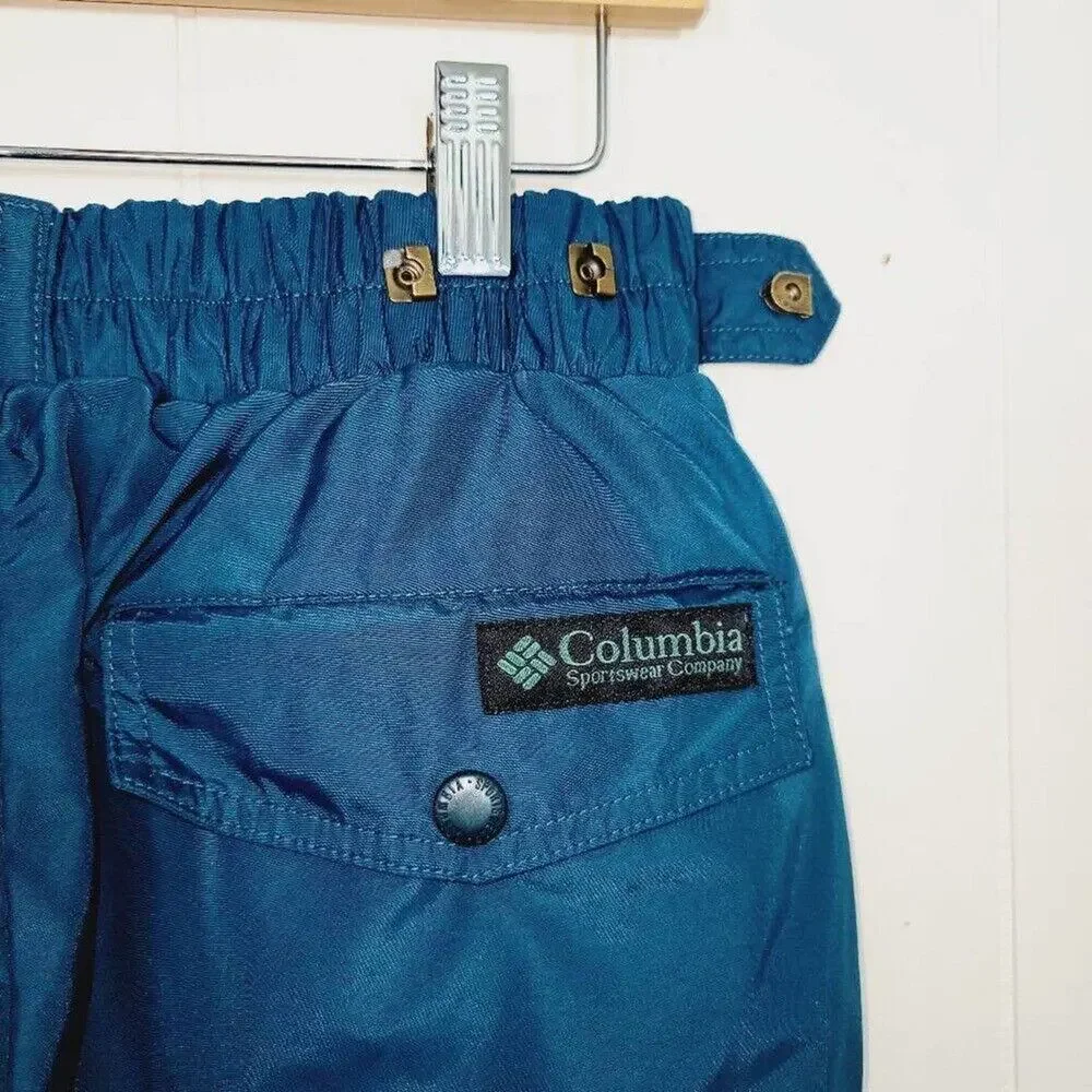 Vintage 90s Columbia Mens Small Spell Out Box Logo Nylon Joggers Snow Ski Pants